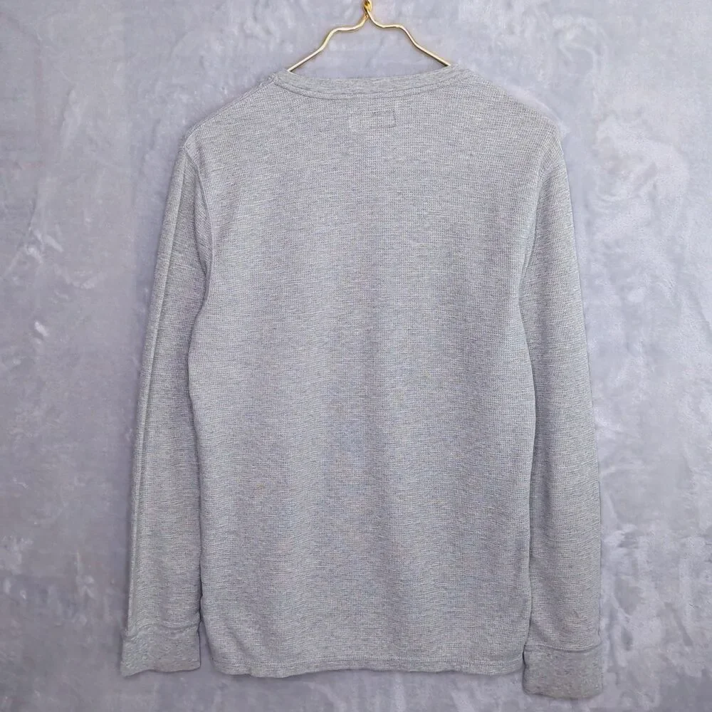POLO RALPH LAUREN Heather Gray Thermal Shirt Size M Long Sleeve Sleep Waffle